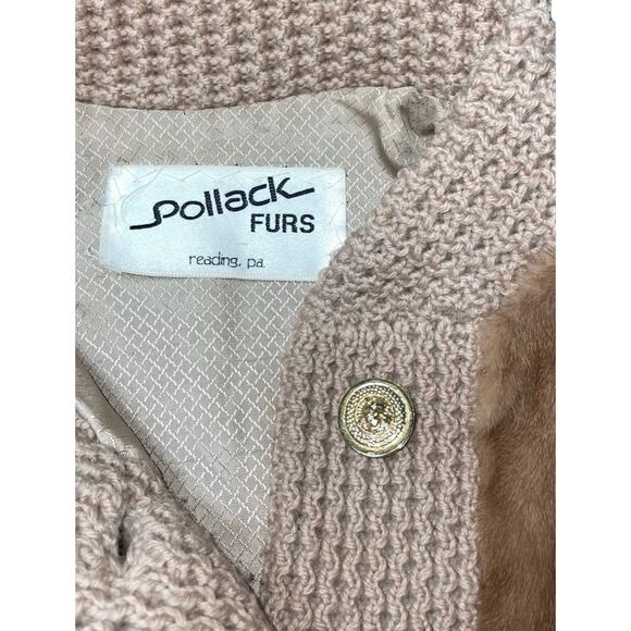 Pollack Furs Brown Genuine MINK Fur Knit Combo Jacket Size: M - Picture 4 of 4